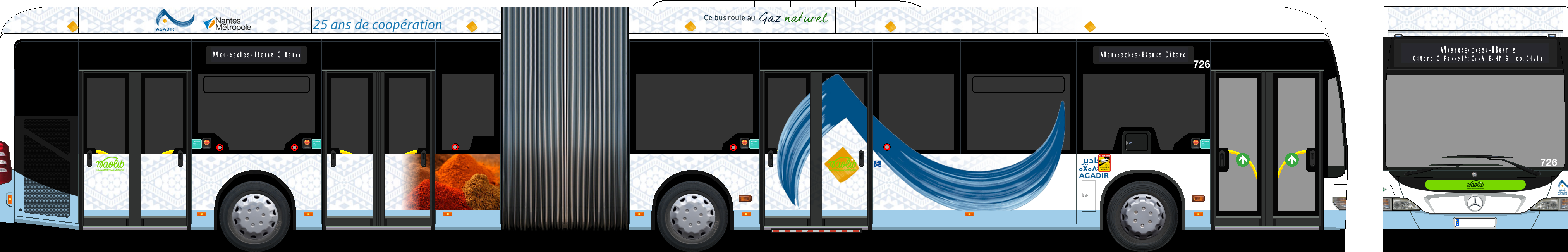 Agadir - 25 ans de coopération + logos Naolib